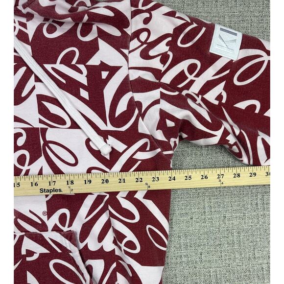 Kith Coca-Cola Hoodie Sweatshirt Sz Large Burgundy White All Over Logo AOP Print - Picture 4 of 15